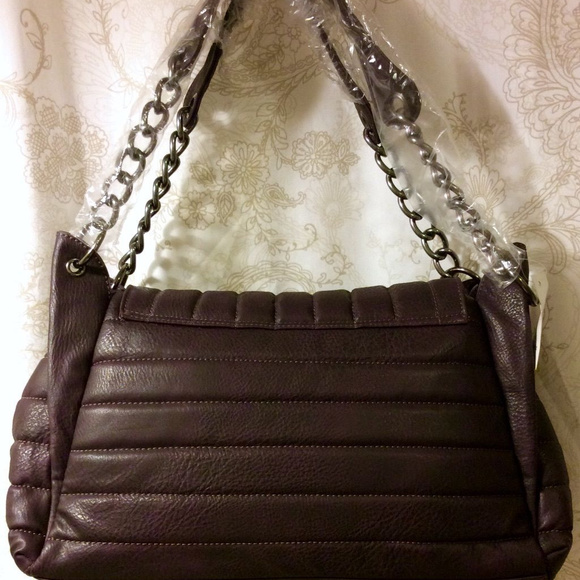 Tuscan Vegan “Vintage Eggplant” Trapeze Satchel Handbag - Picture 4 of 7